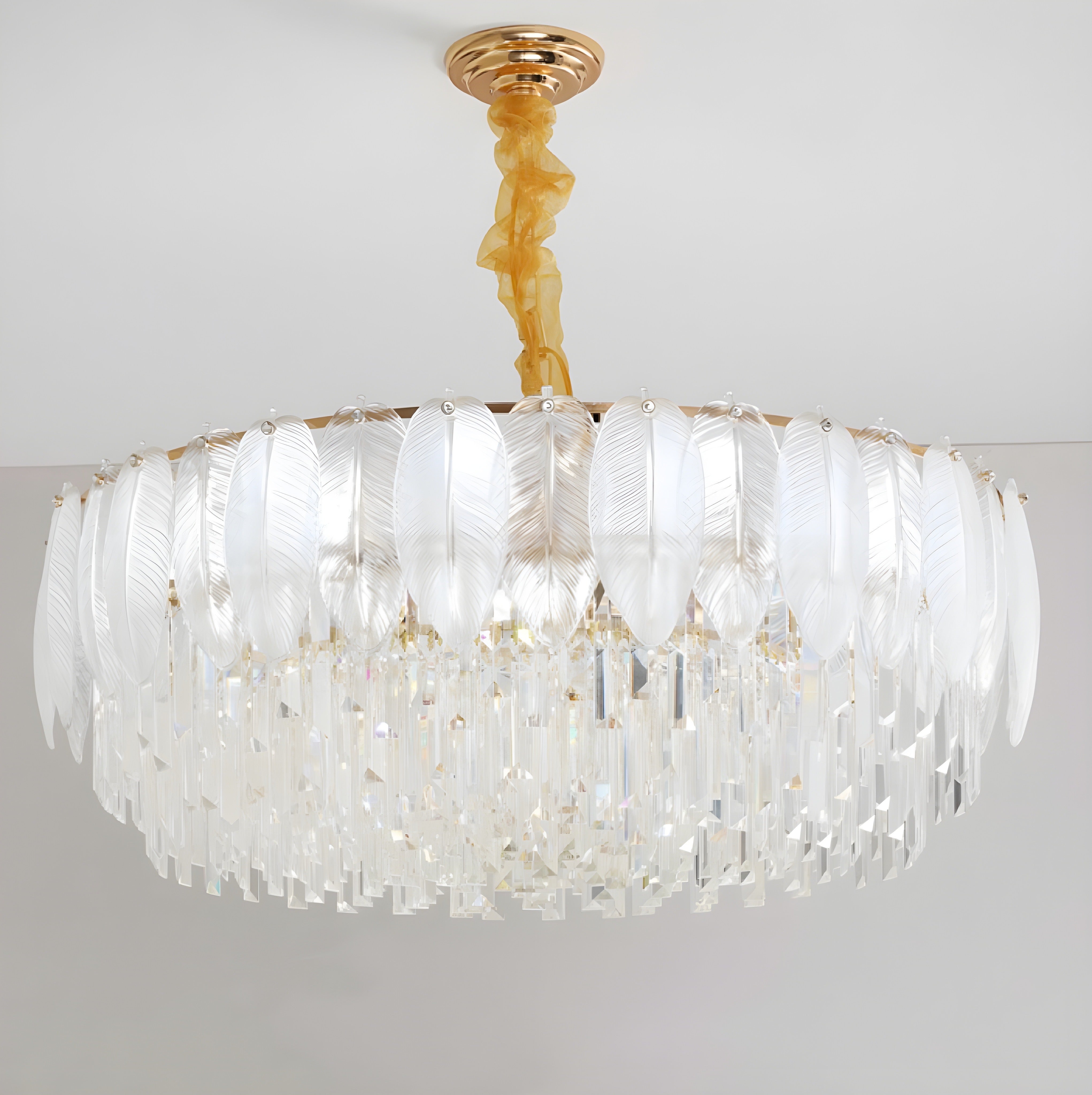 Jenetari Round glass feather pendant light