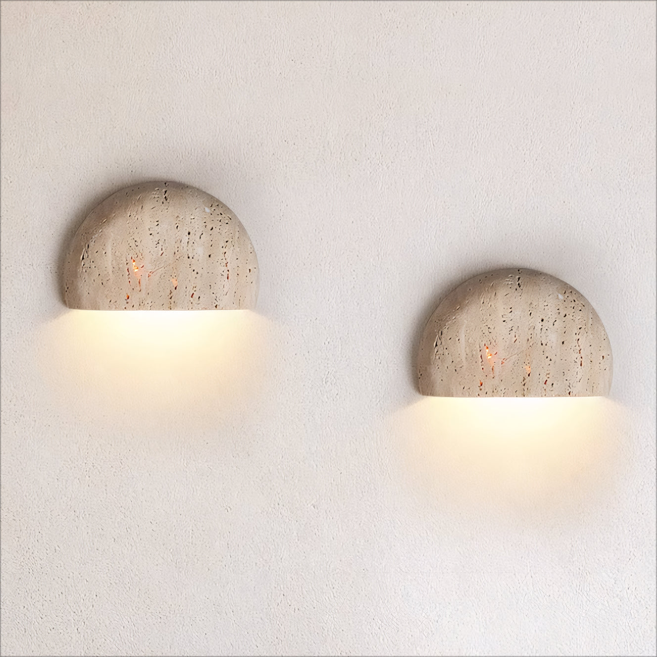 Figran 2pcs beige travertine wall lights bedside lights