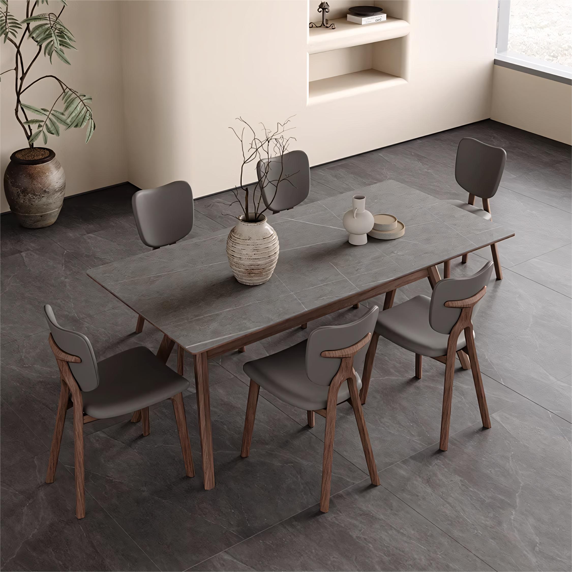 Zilioa Sintered stone solid wood rectangular dining table-A