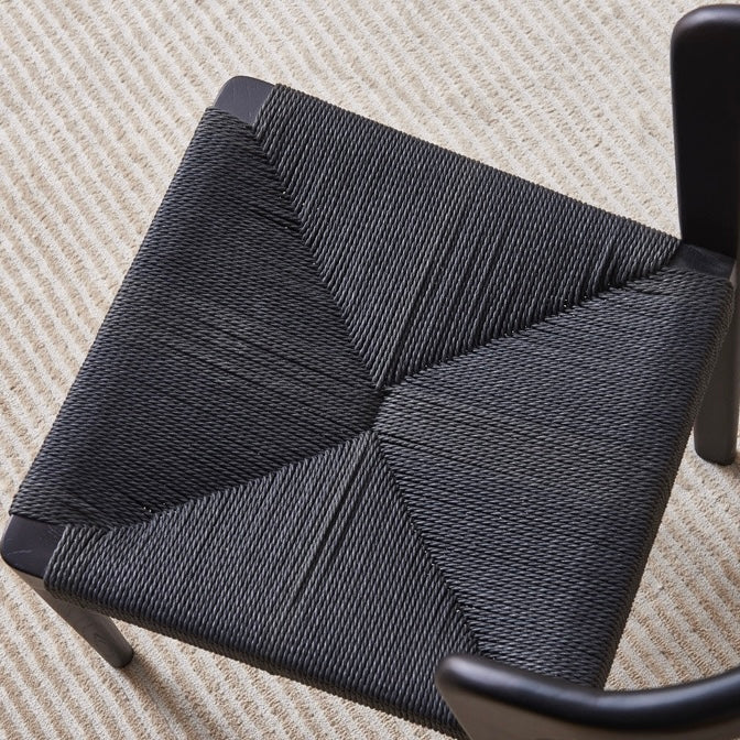 Etammie 2pcs ash wood rope waving dining chairs