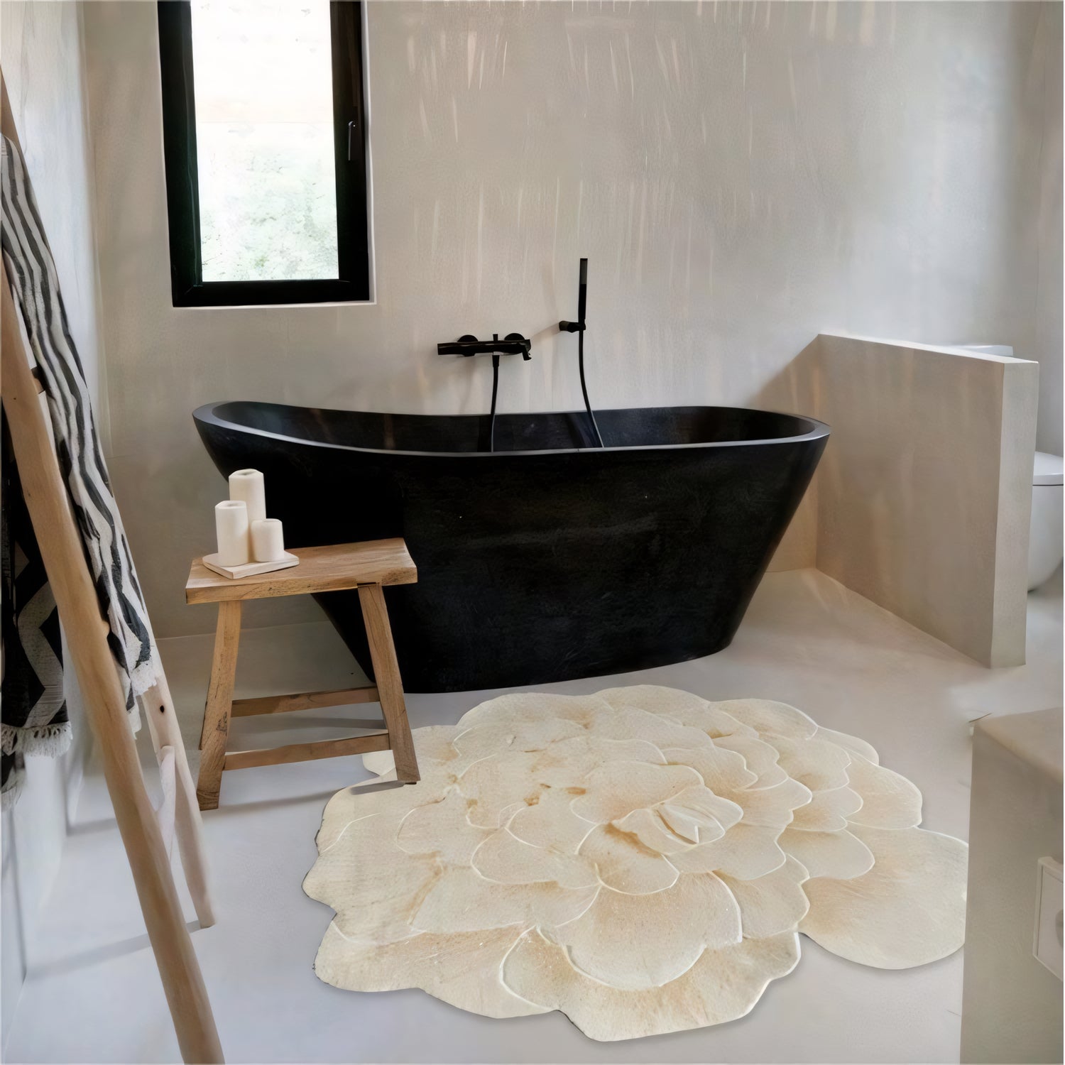 Peony White peony handmade carpet rug