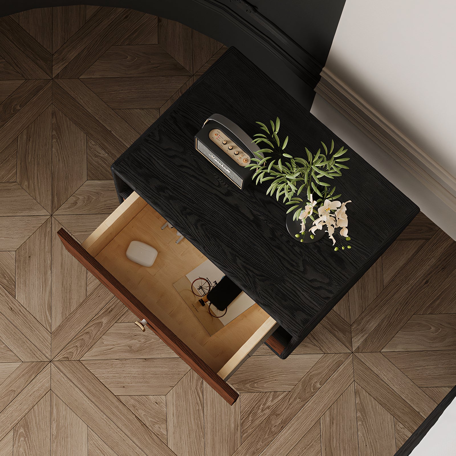 Lornai 2pcs boxwood vintage nightstands bedside tables