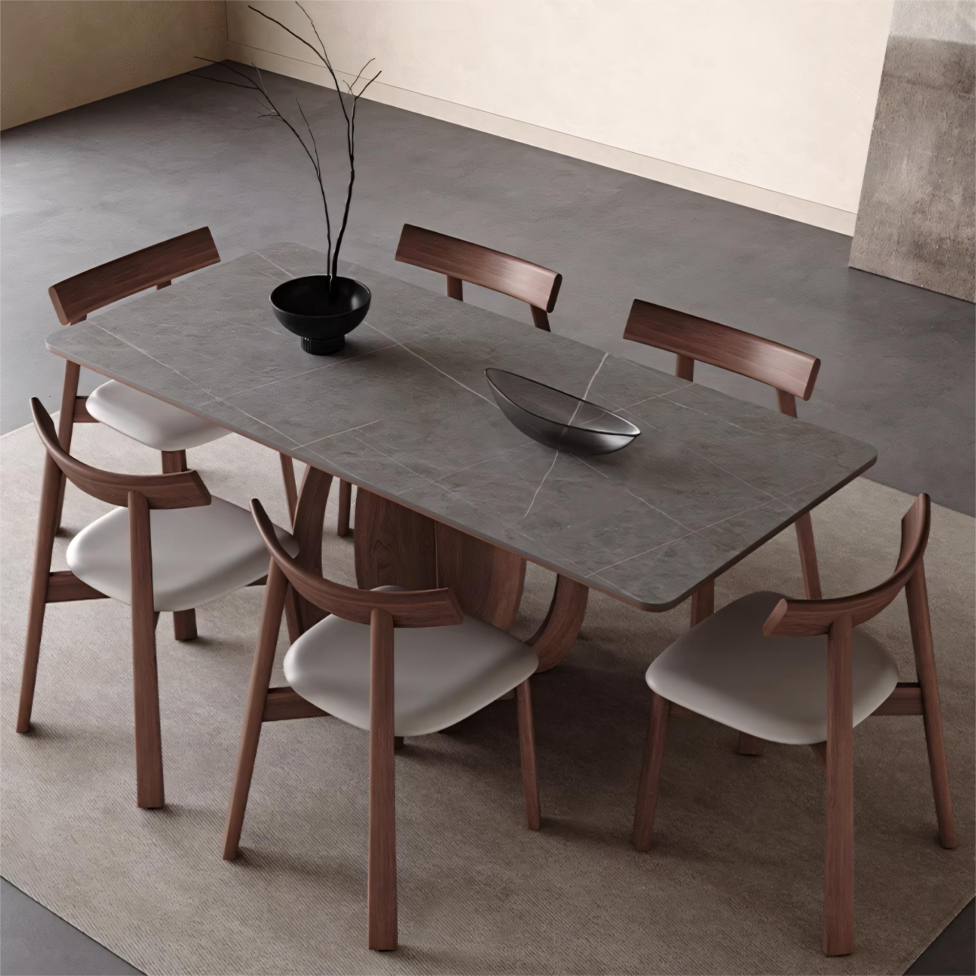 Faloma  Sintered stone solid wood rectangular dining table