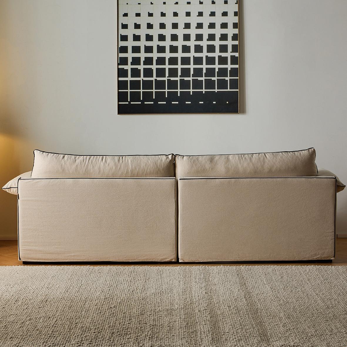 Isap Washable natural linen fabric straight sofa