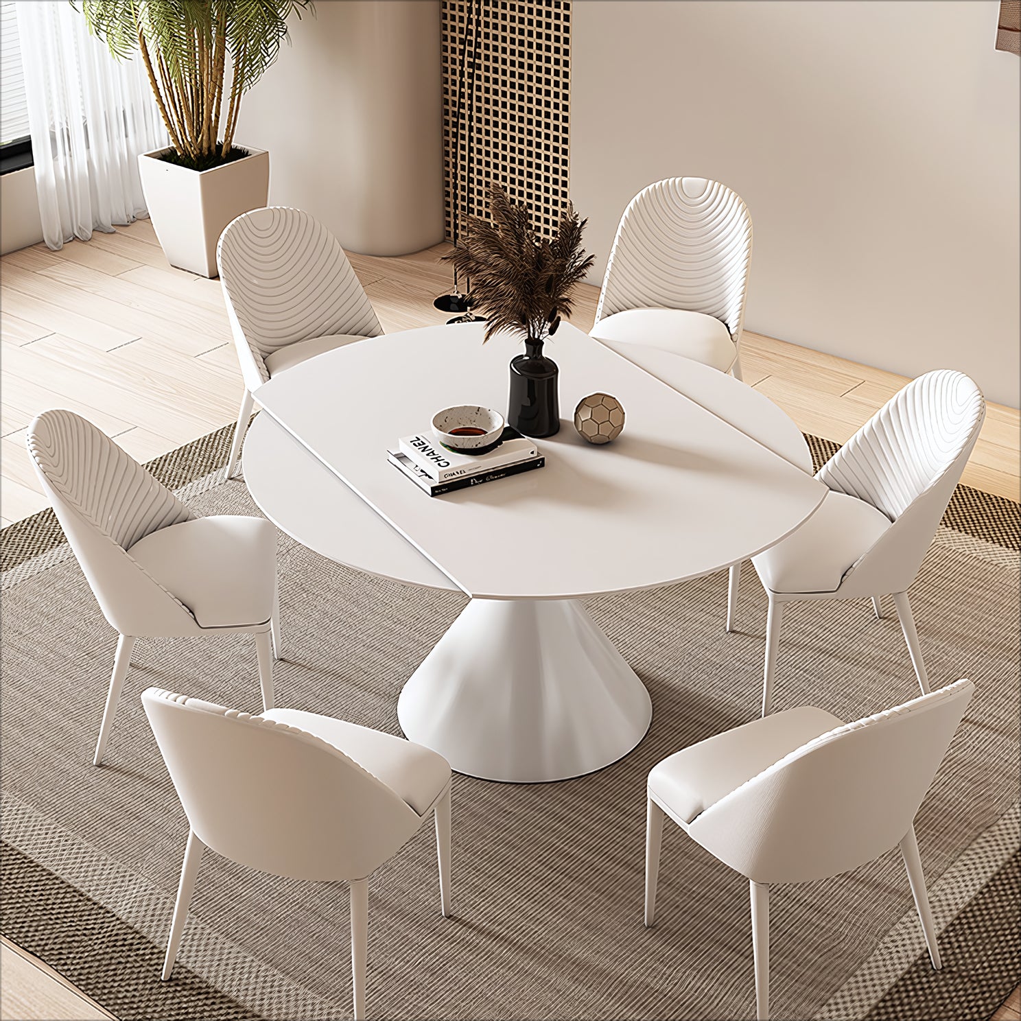 Dejove Extendable sintered stone round dining table
