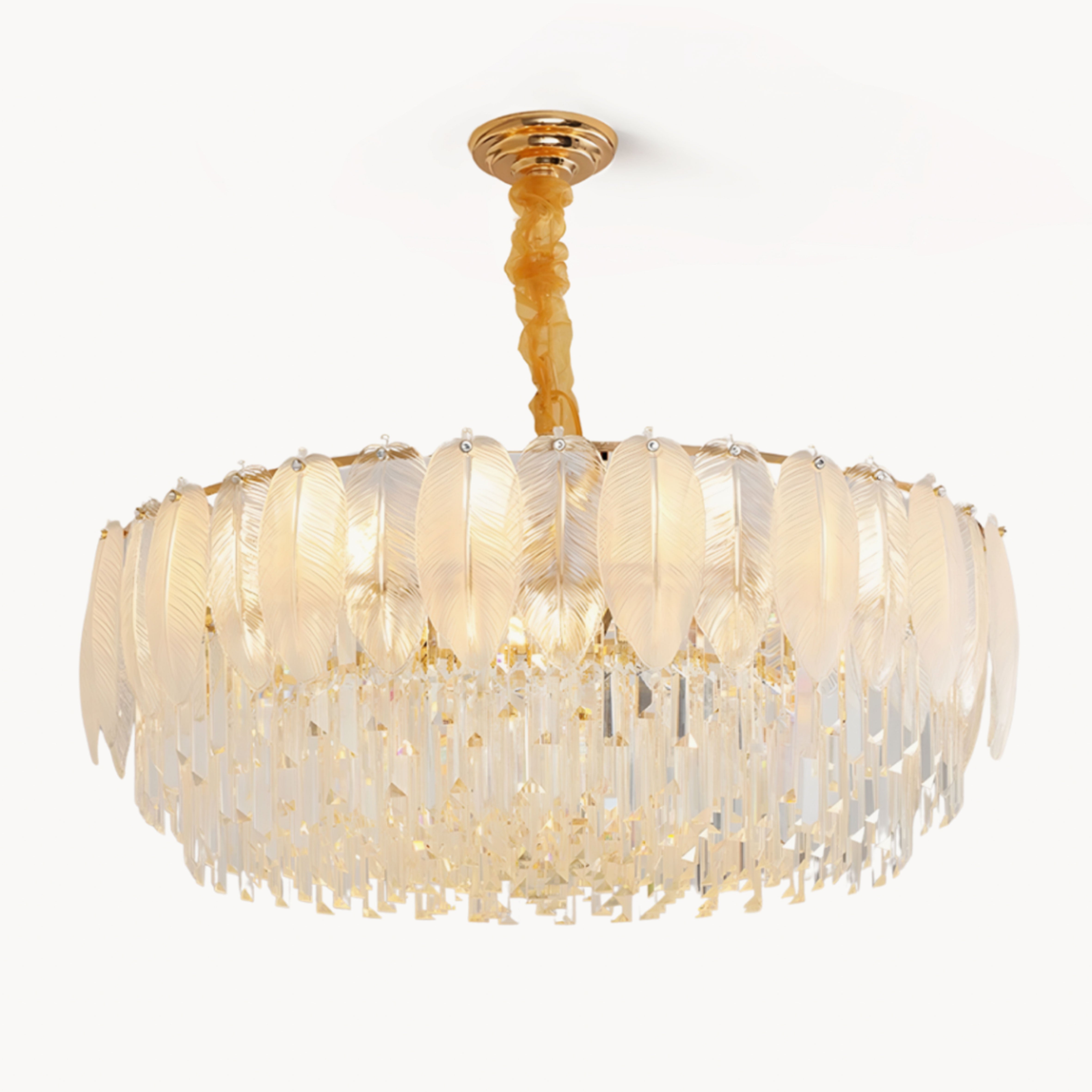 Jenetari Round glass feather pendant light