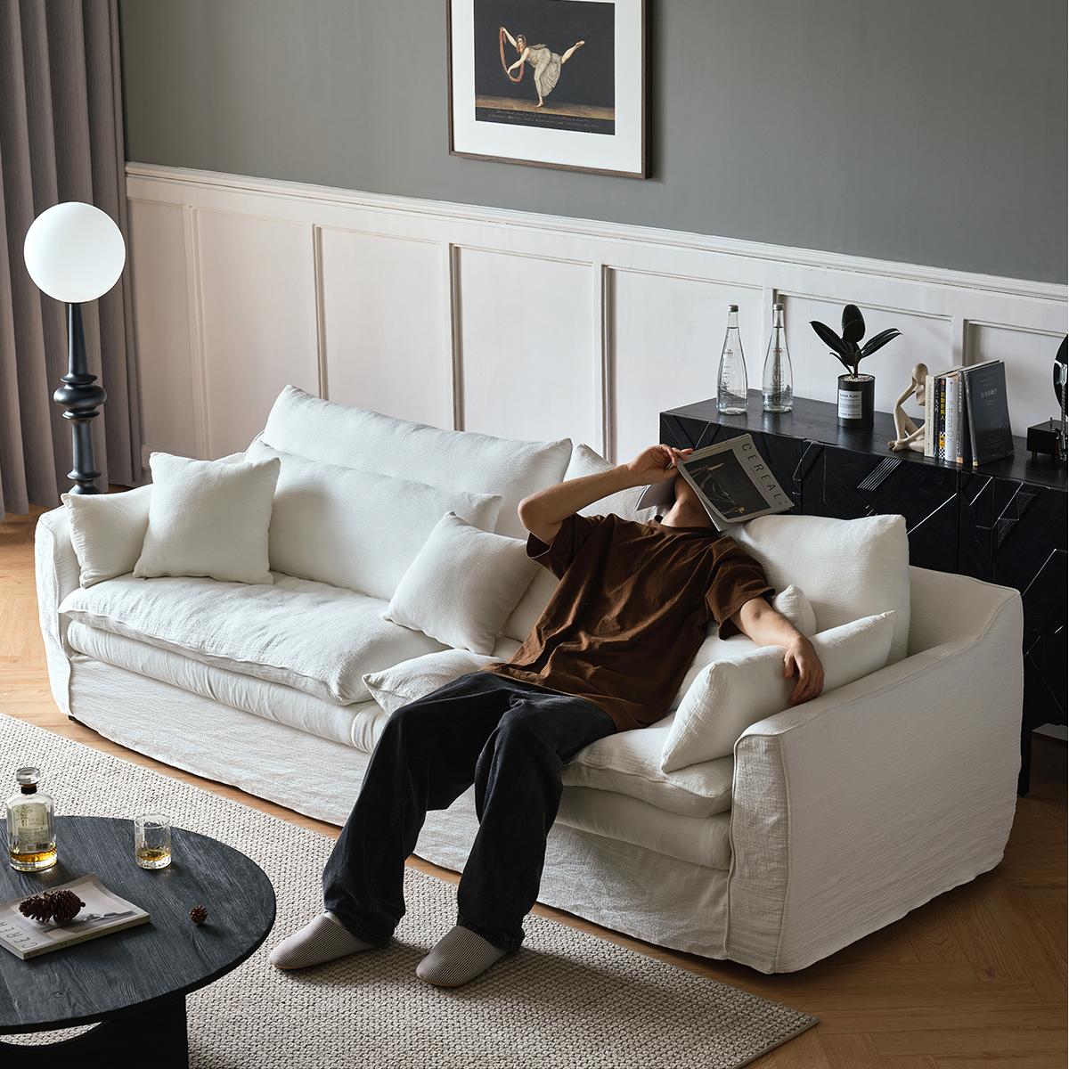 Gulit Washable natural linen fabric straight sofa