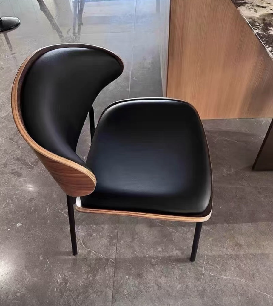 Dasey 2pcs solid wood leather dining chairs