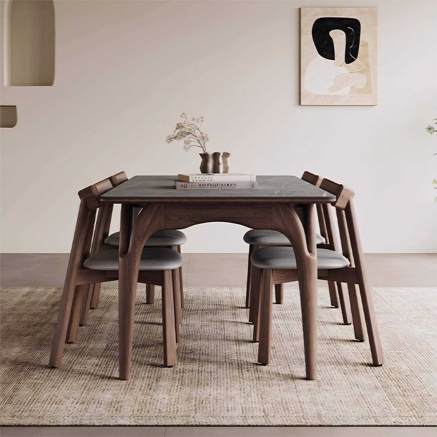 Toffa Sintered stone solid wood rectangular dining table