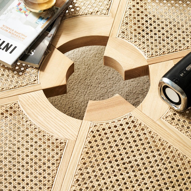 Britale Ash wood natural rattan coffee table