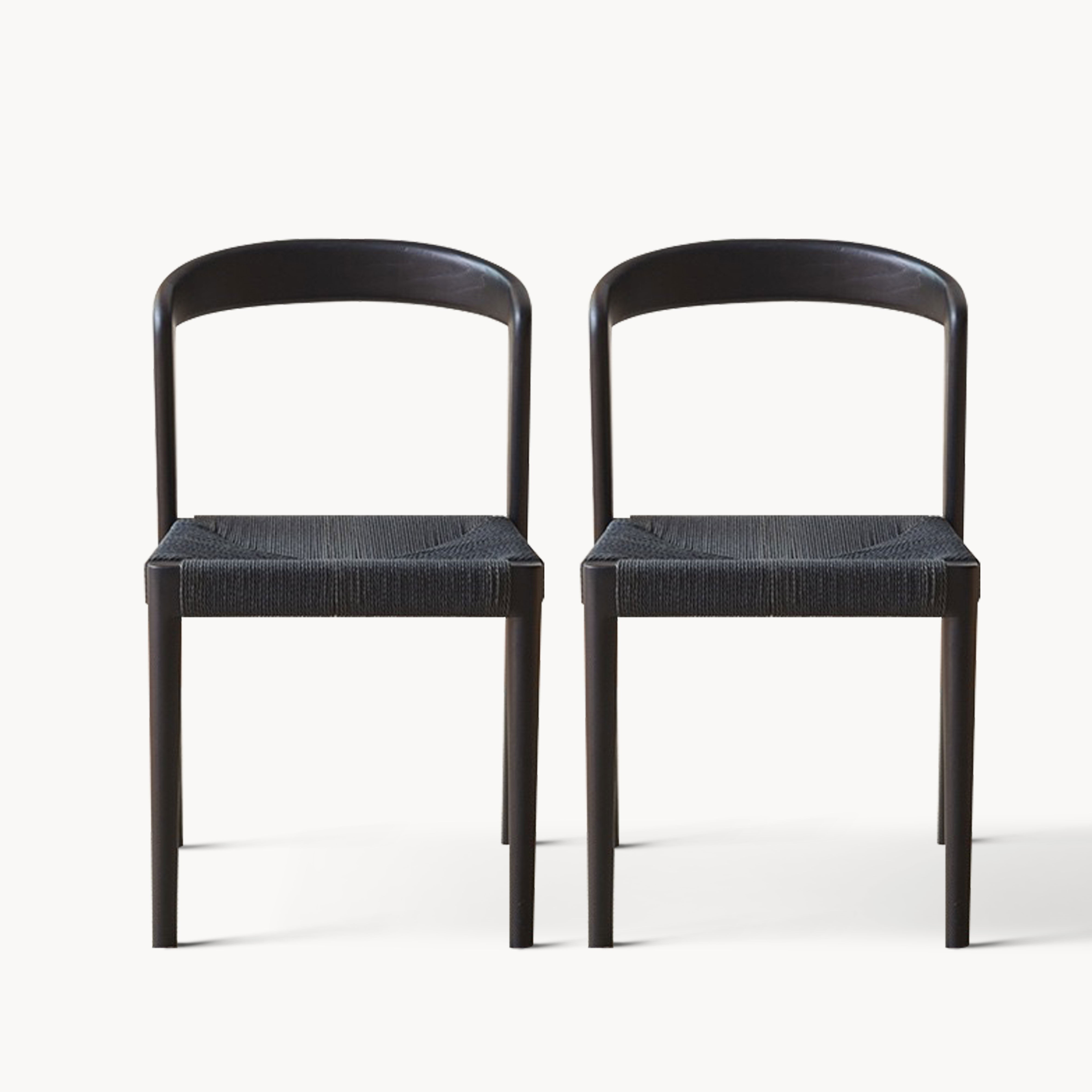 Etammie 2pcs ash wood rope waving dining chairs