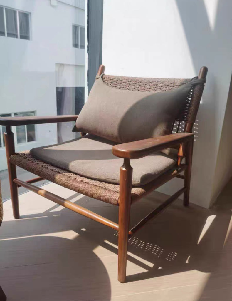 Tinathy Ash wood braided rope accent chair