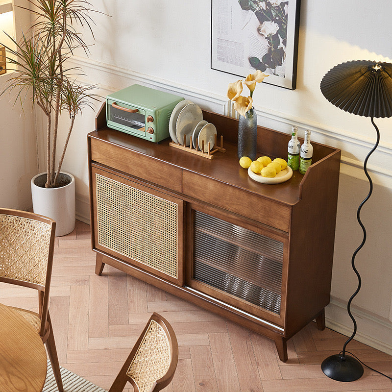 Nyturan Ash wood natural rattan sideboard