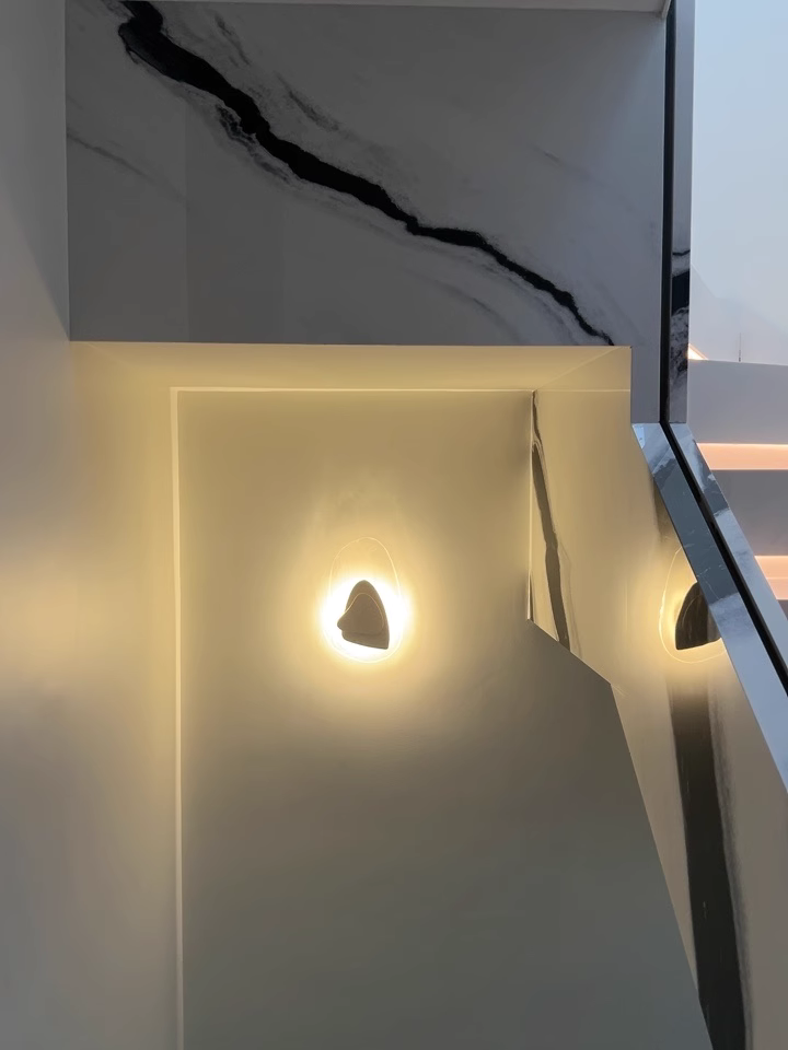 Liopina 2pcs beige travertine wall lights bedside lights