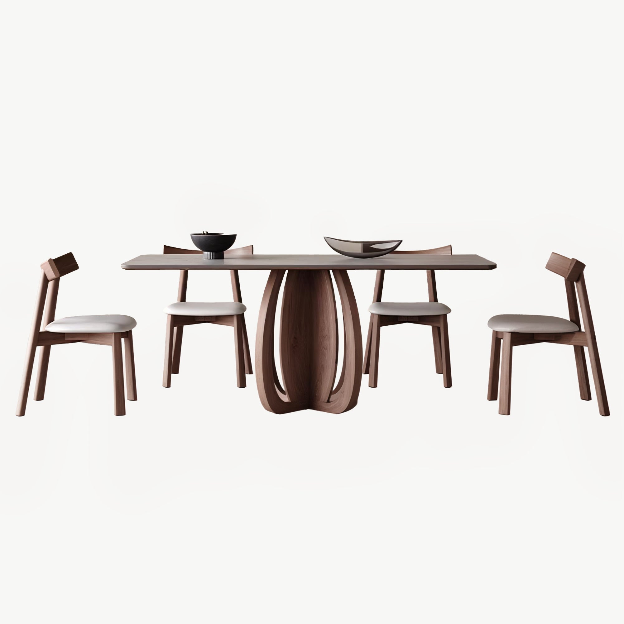 Faloma  Sintered stone solid wood rectangular dining set