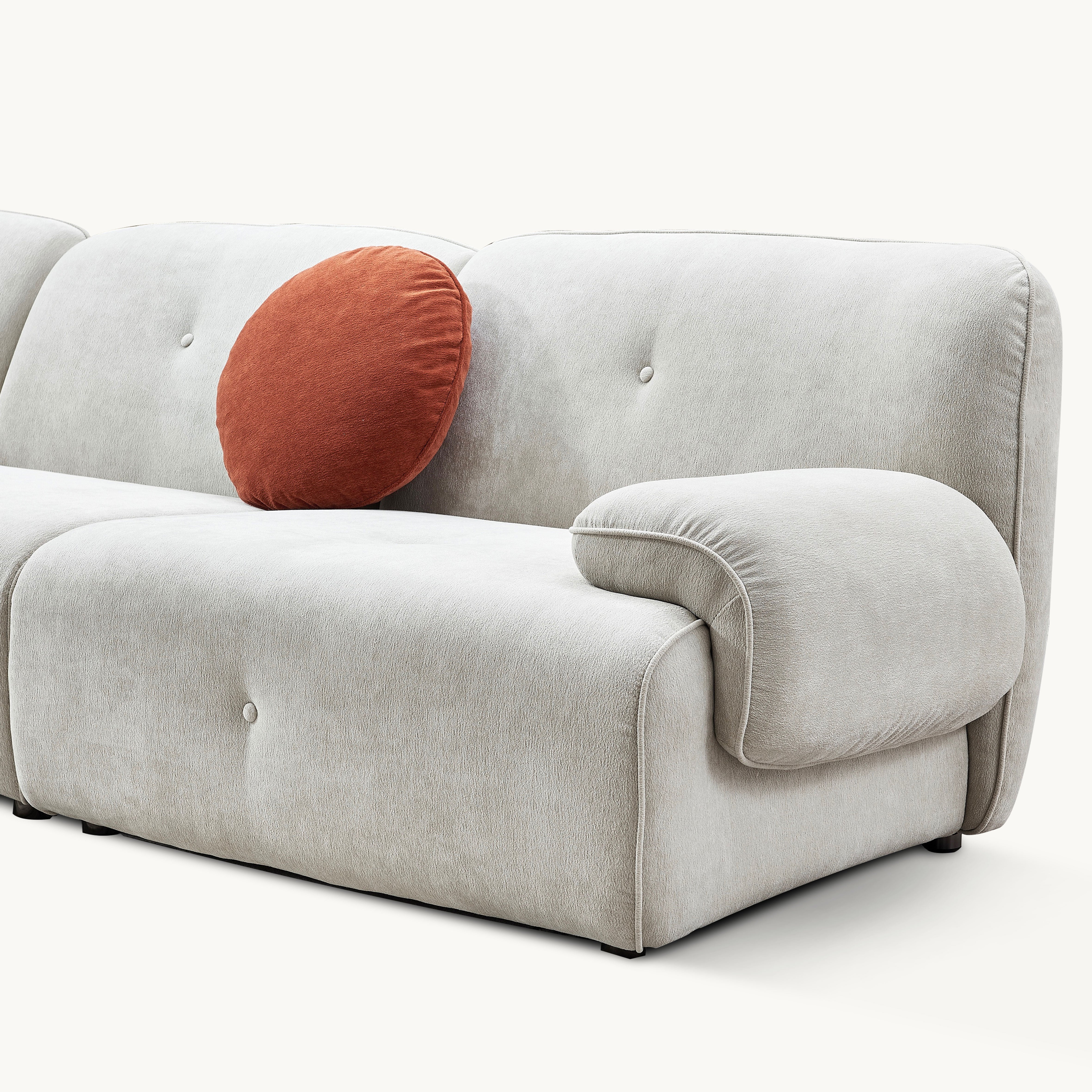 Donoa Fabric short armrests straight sofa