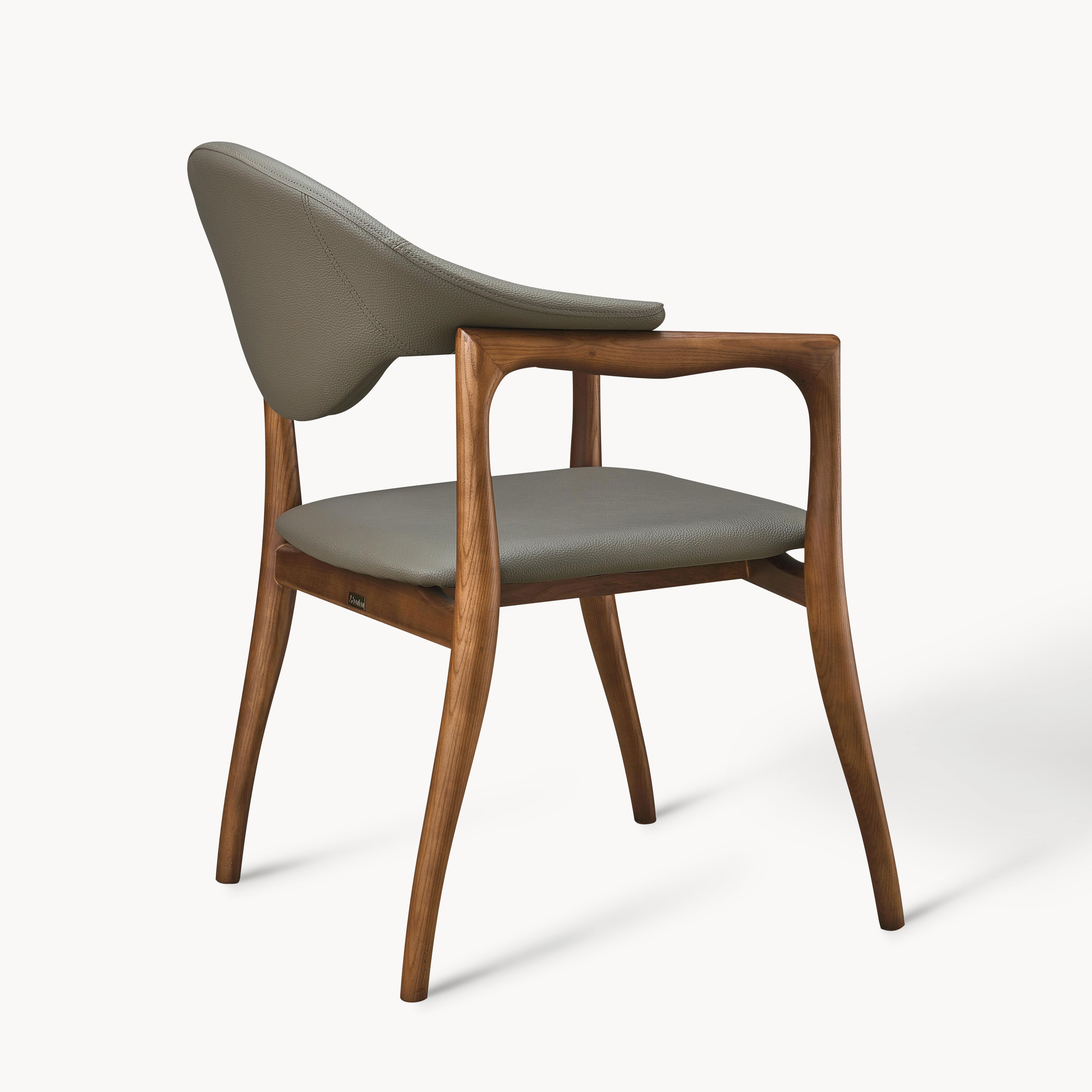 Minow 2pcs ash wood leather dining chairs