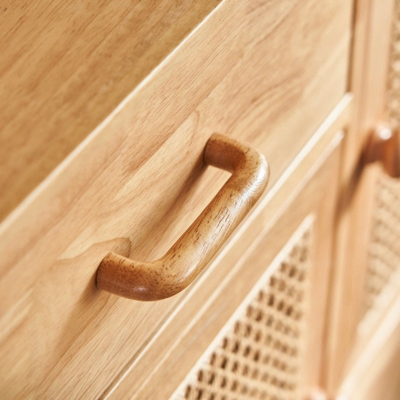 Shrilin Ash wood natural rattan sideboard