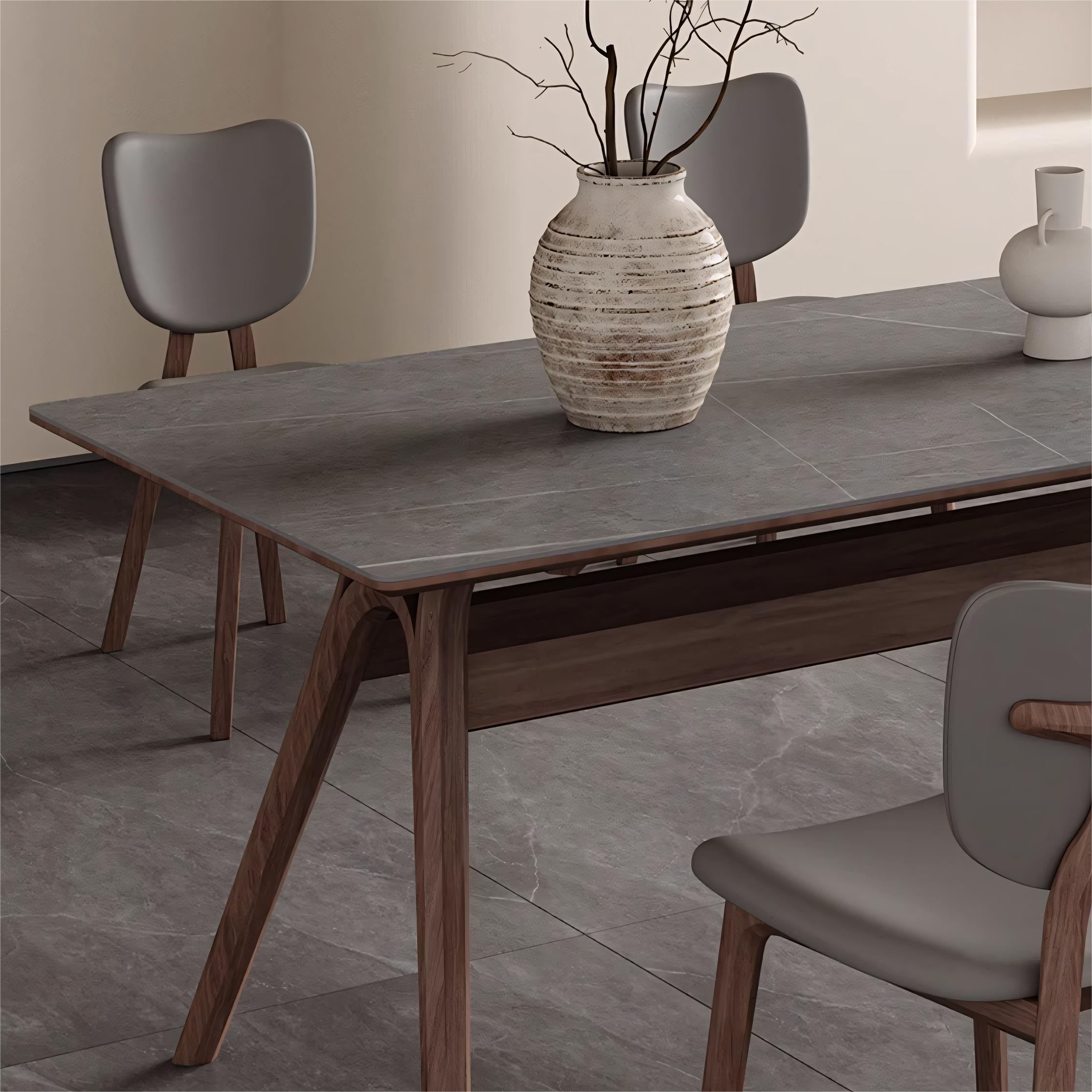 Zilioa Sintered stone solid wood rectangular dining table-A