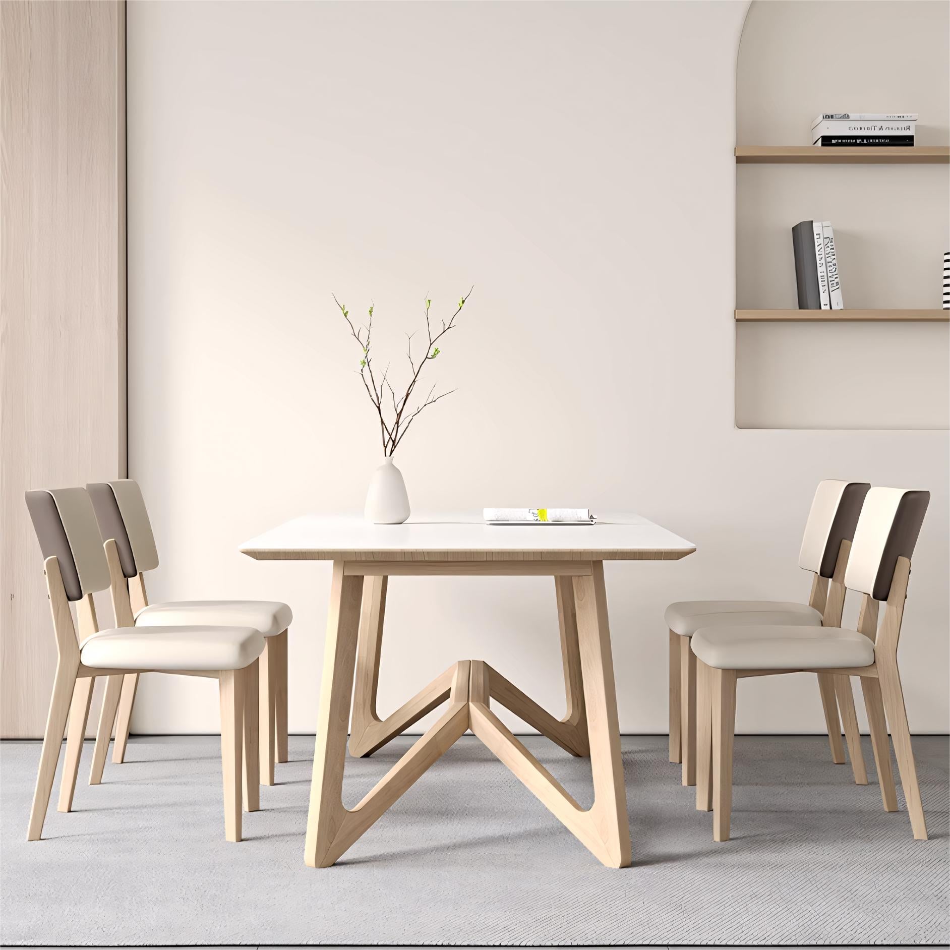 Quina Sintered stone solid wood rectangular dining set
