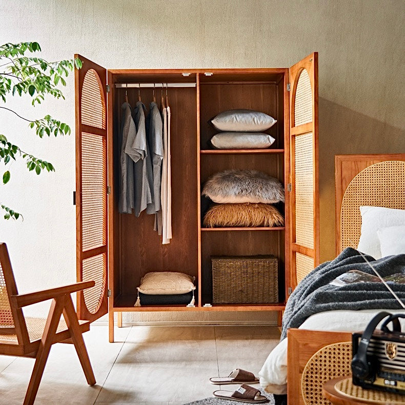 Froline Ash wood natural rattan wardrobe