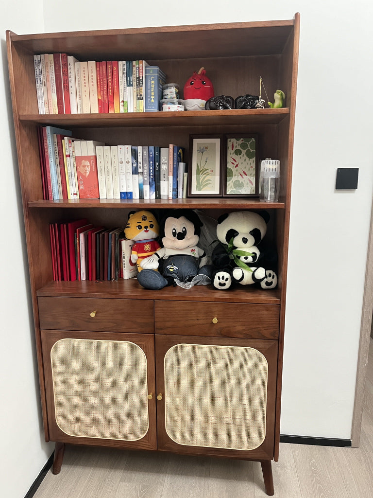 Kylan Solid wood natural rattan sideboard