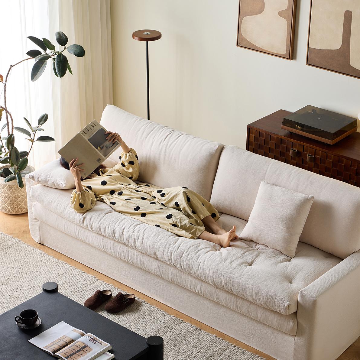 Garozo Washable natural linen fabric straight sofa