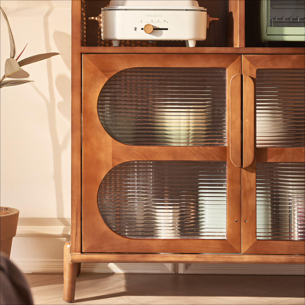 Jorven Solid wood natural rattan sideboard