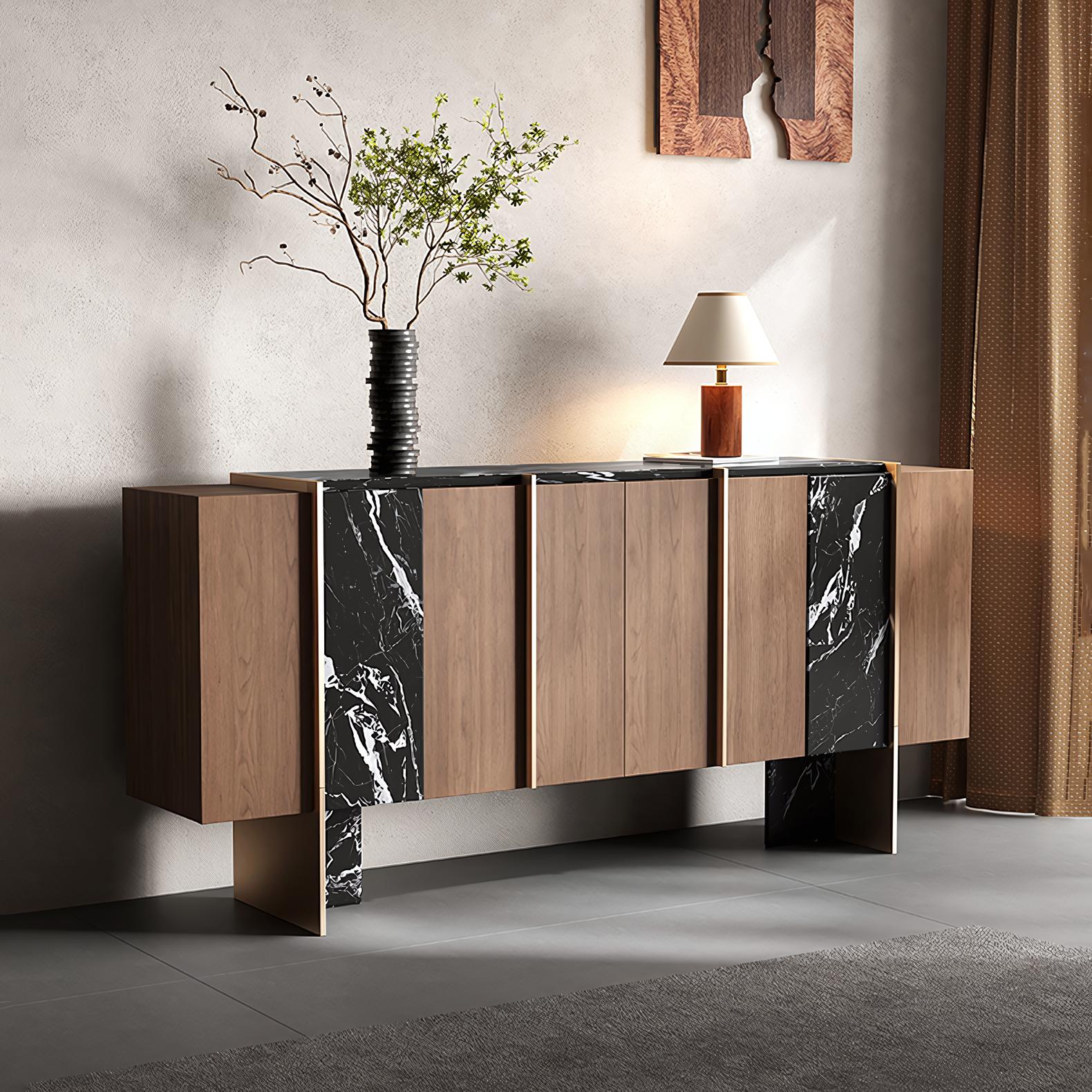 Rozeo Wooden marble sideboard-A
