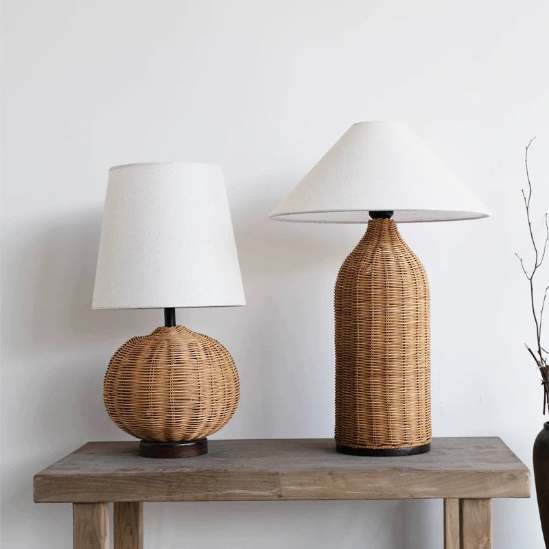 Ermise Natural rattan solid wood lamp-A