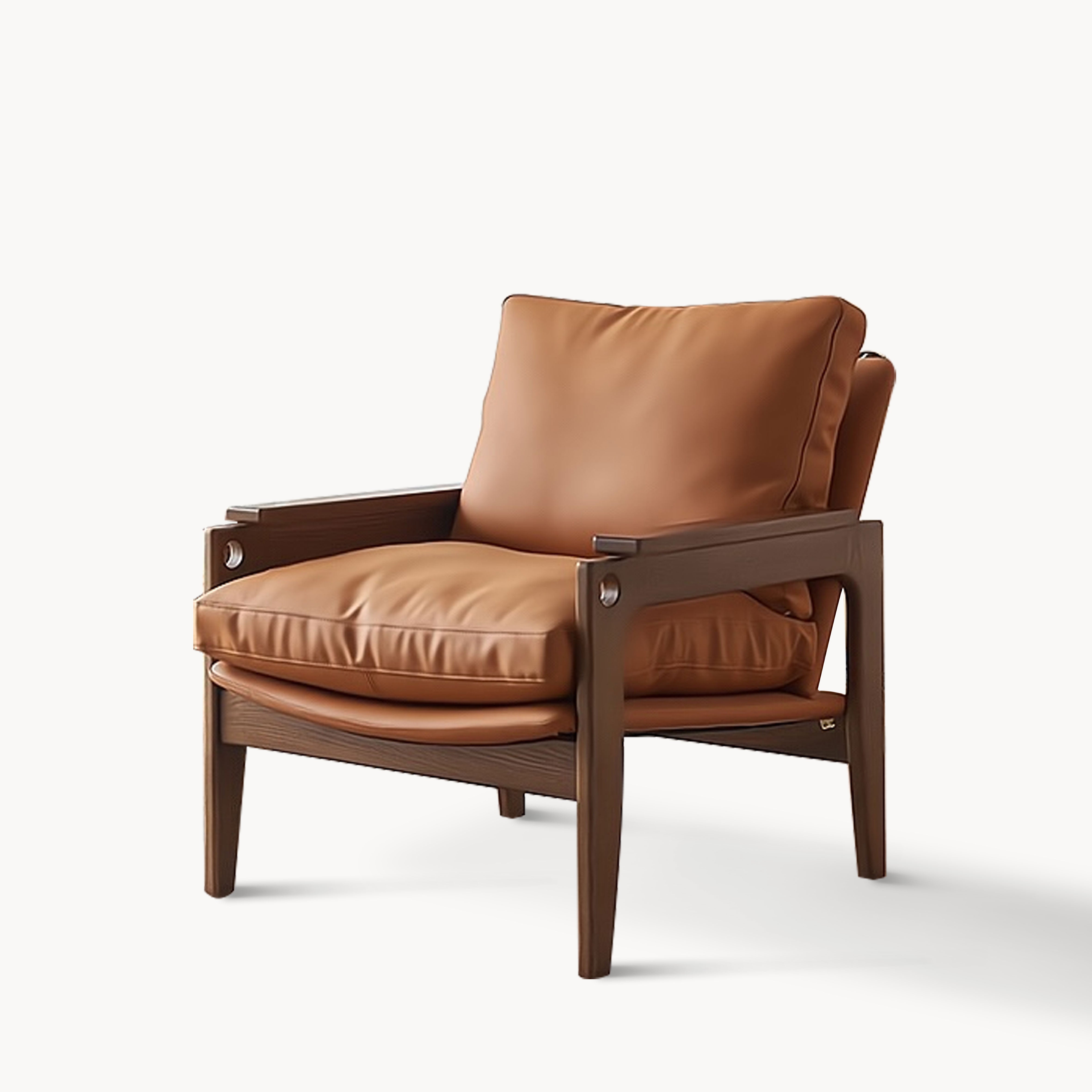 Sanavin Ash wood leather accent chair