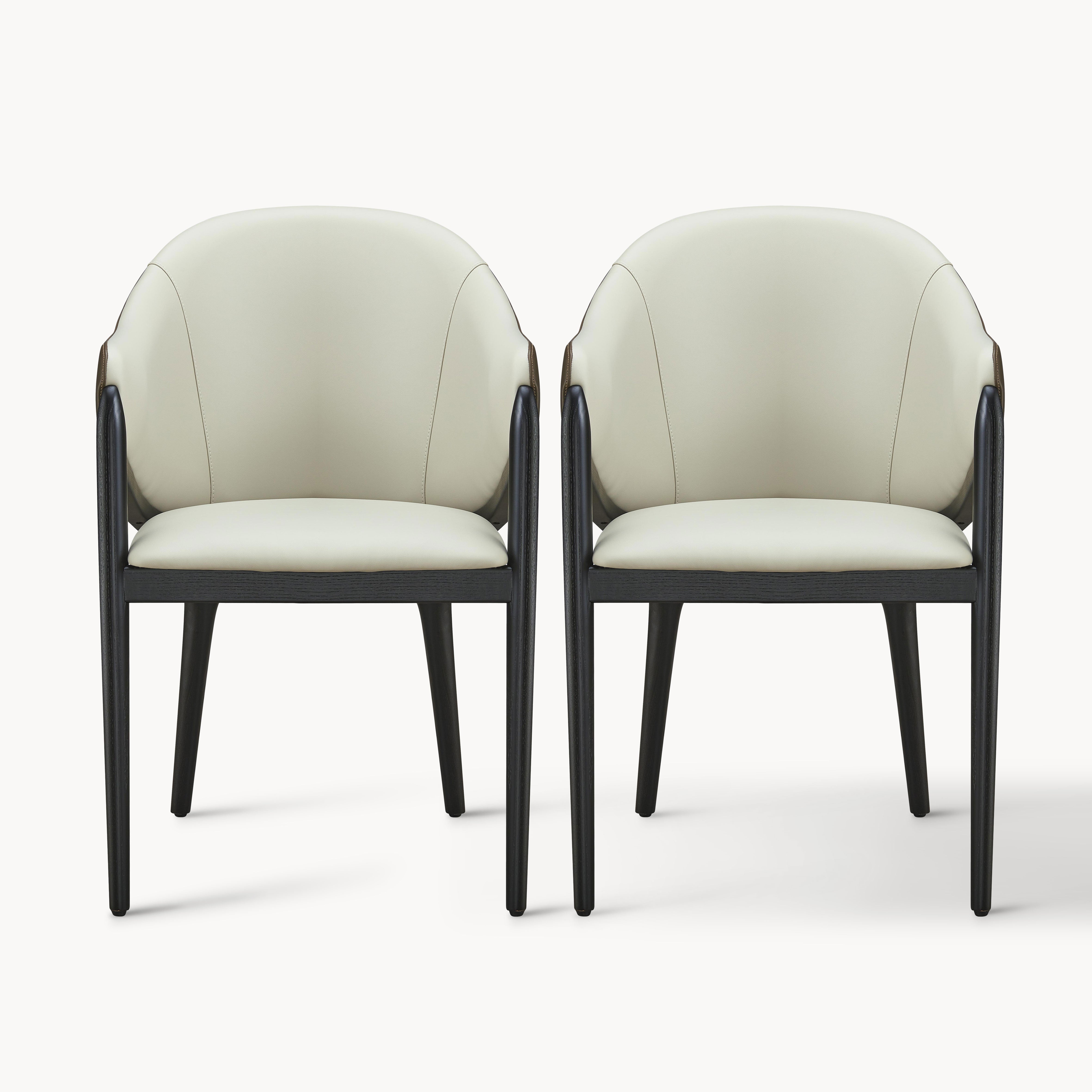 Umire 2pcs ash wood leather dining chairs