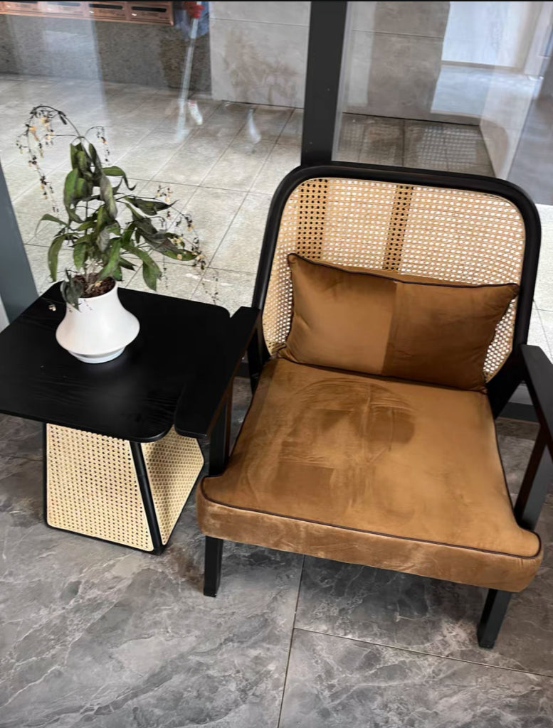 Rosalina Ash wood natural rattan accent chair