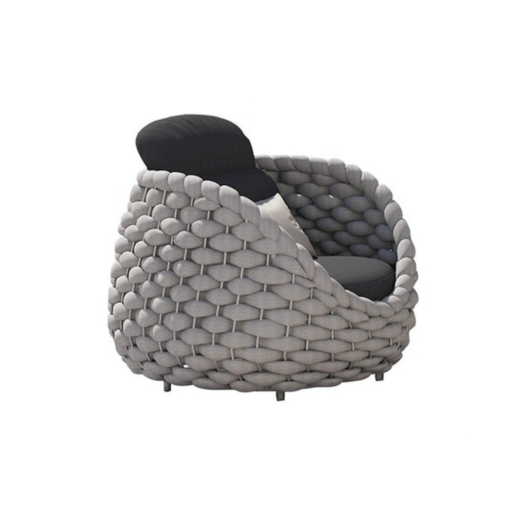 Tawoven Egg-shaped braided belt outdoor table and chair set