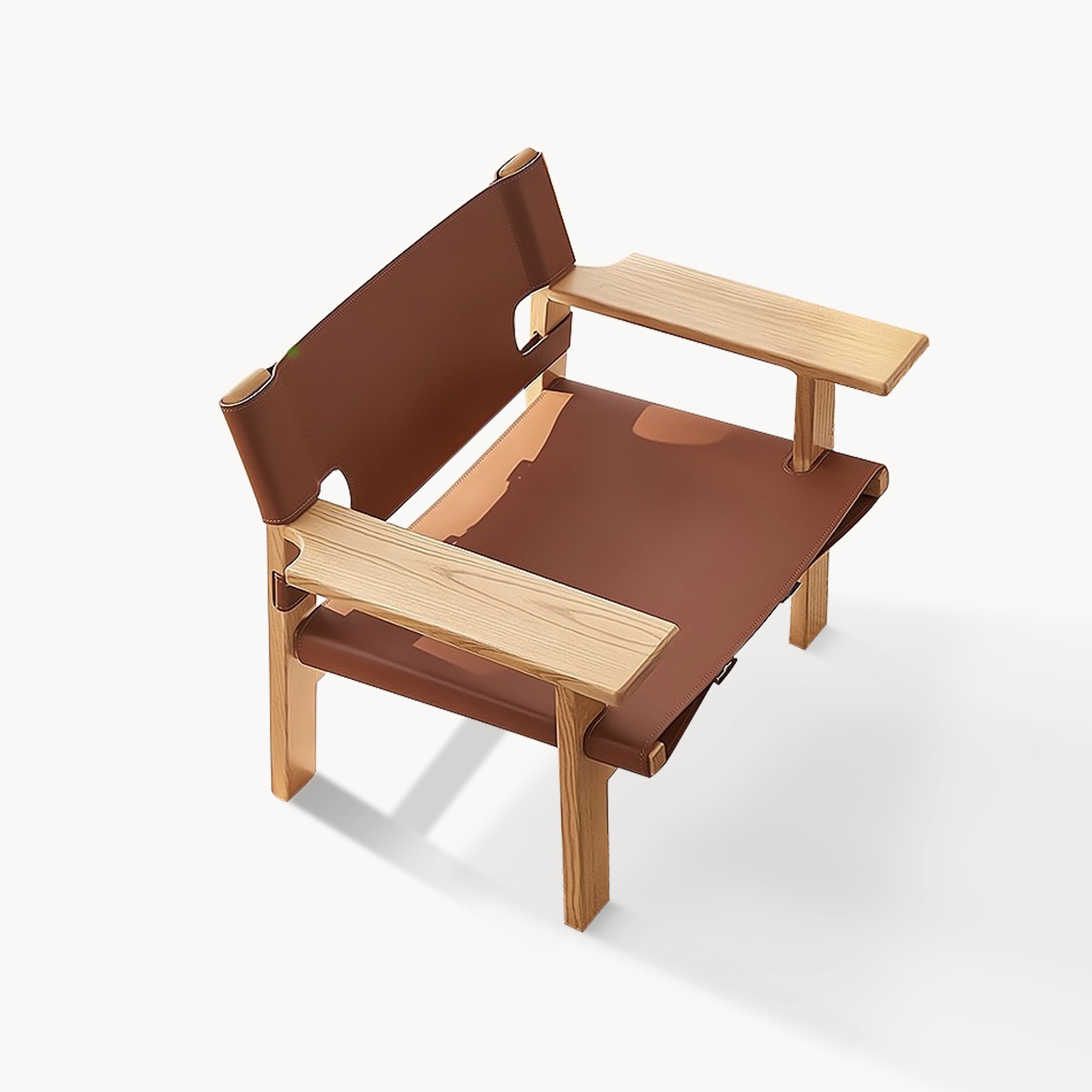 Ninlan Ash wood leather accent chair