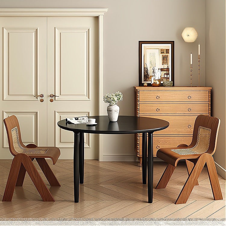 Tagorei 2pcs ash wood natural rattan dining chairs