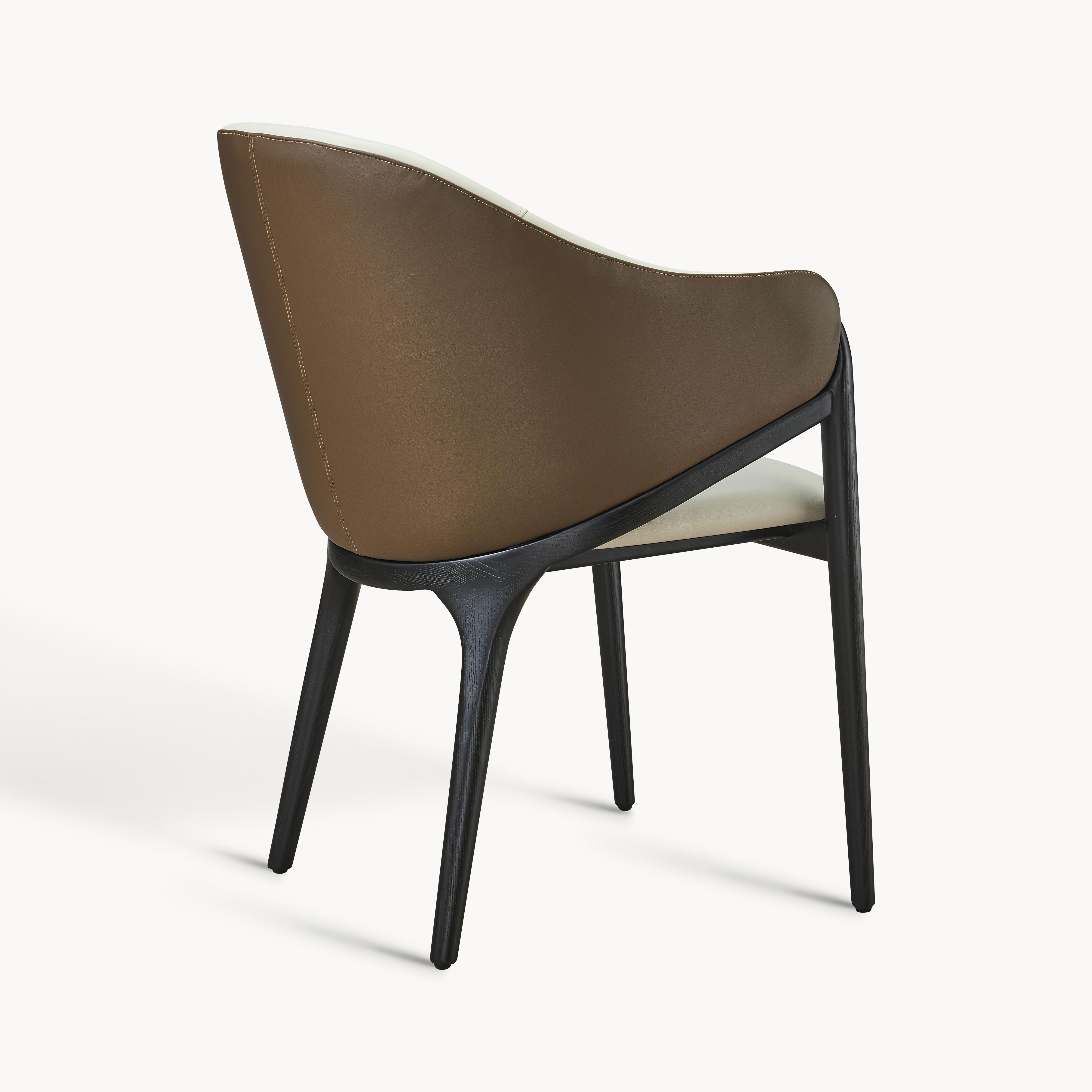 Umire 2pcs ash wood leather dining chairs