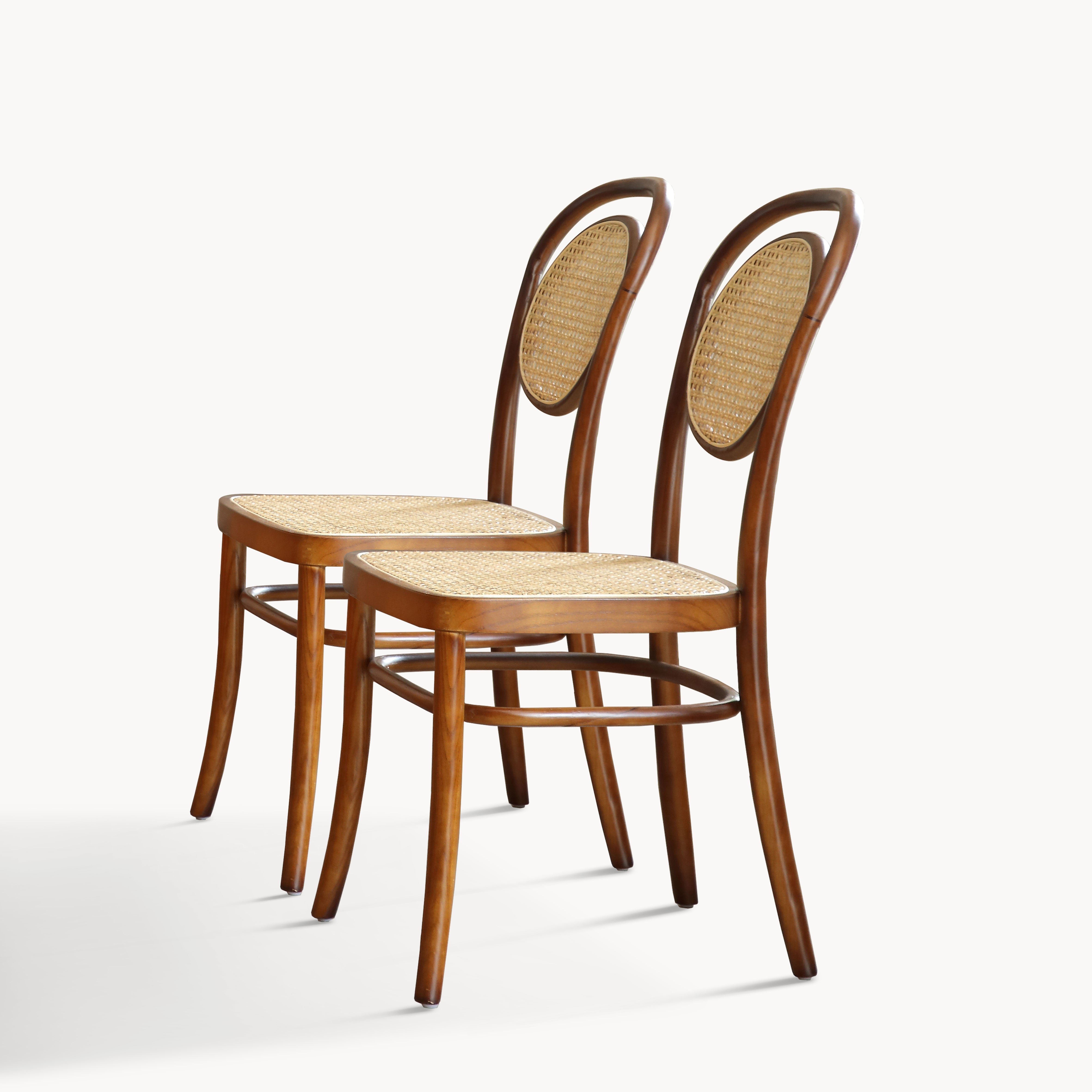 Timipre 2pcs ash wood natural rattan dining chairs