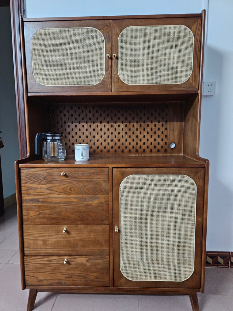 Farion Solid wood natural rattan sideboard