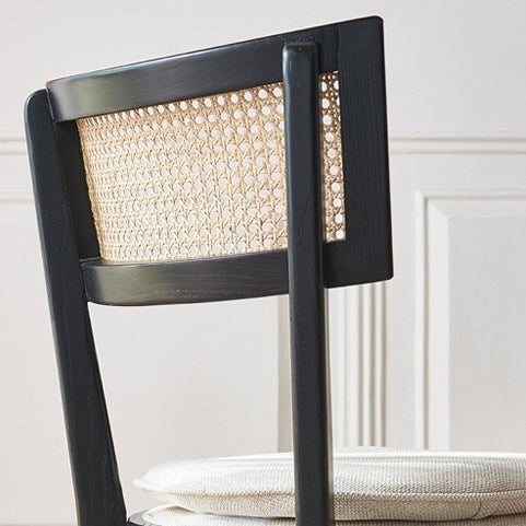 Quinie 2pcs ash wood natural rattan dining chairs