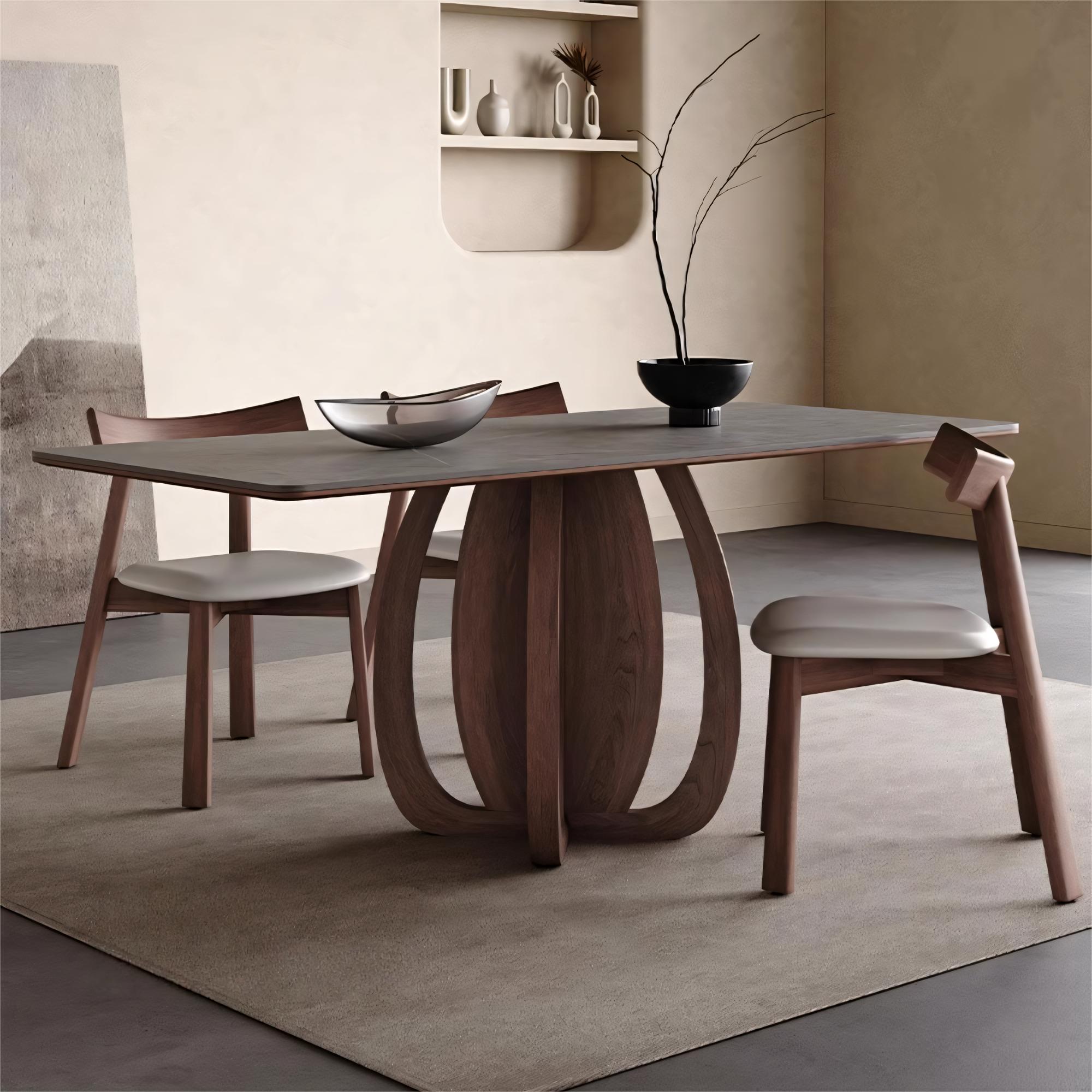 Faloma  Sintered stone solid wood rectangular dining set