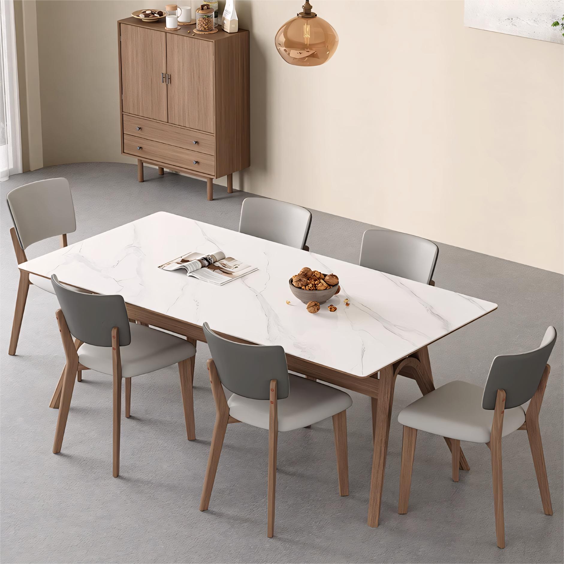 Zilioa Sintered stone solid wood rectangular dining table