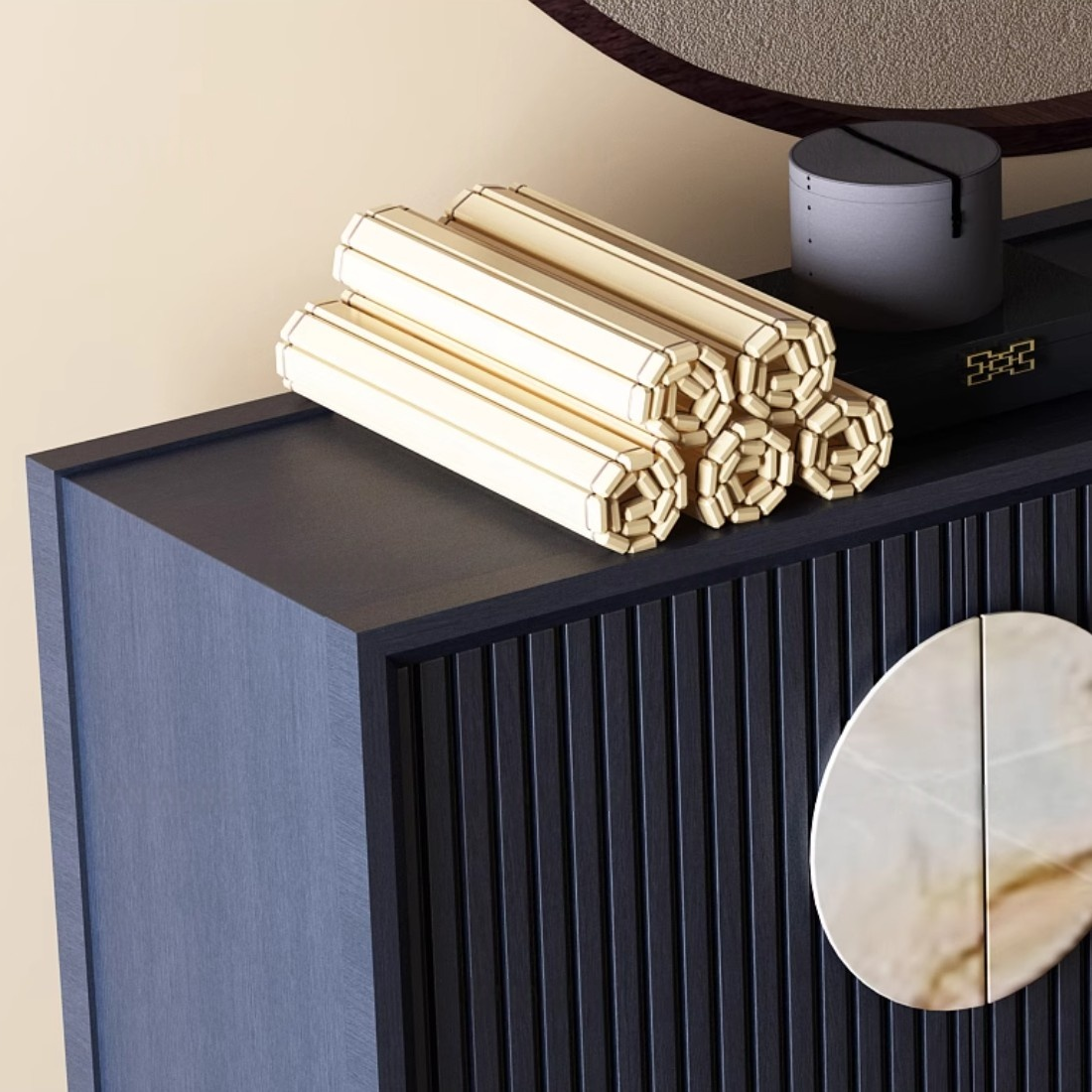 Melra Wooden marble sideboard-C