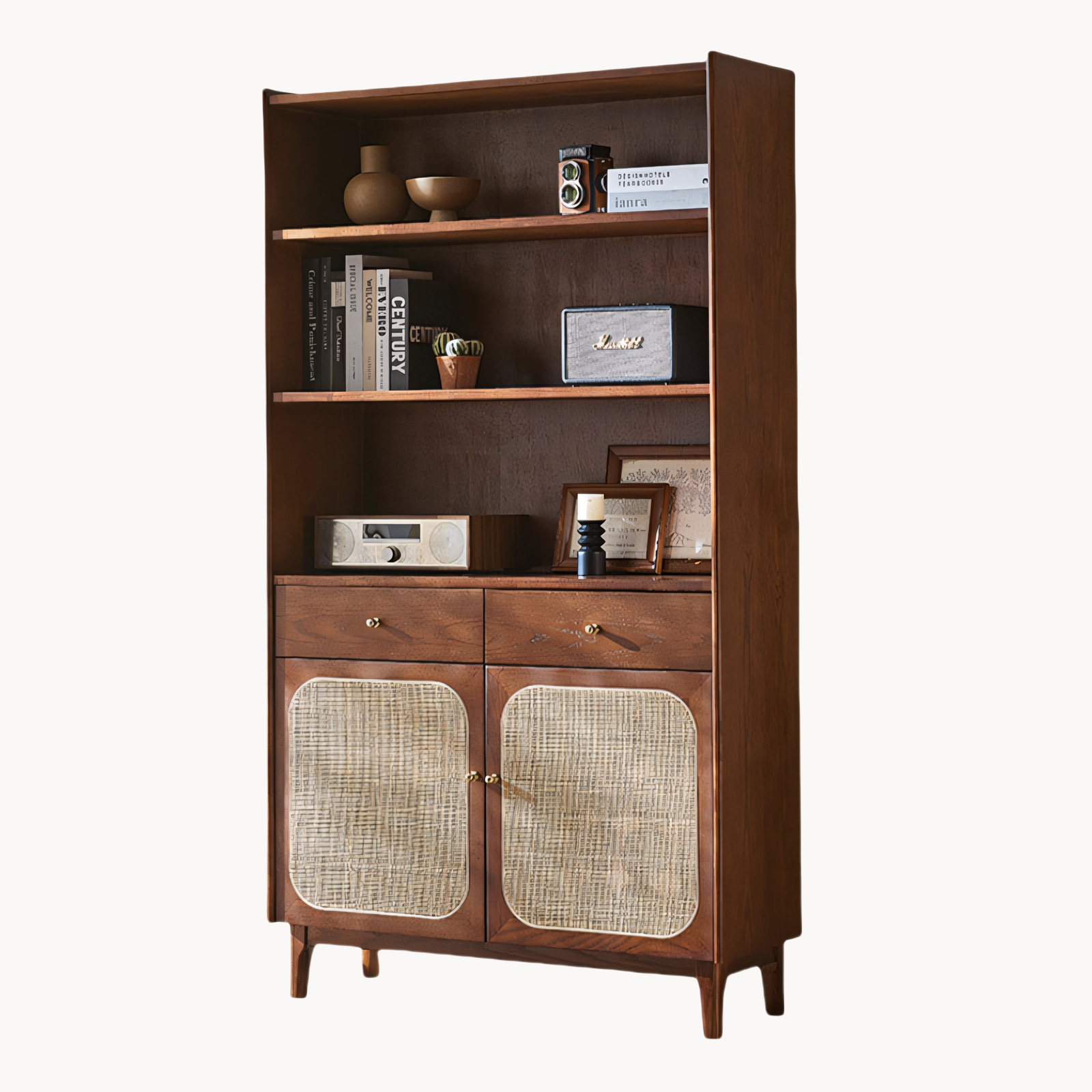 Kylan Solid wood natural rattan sideboard