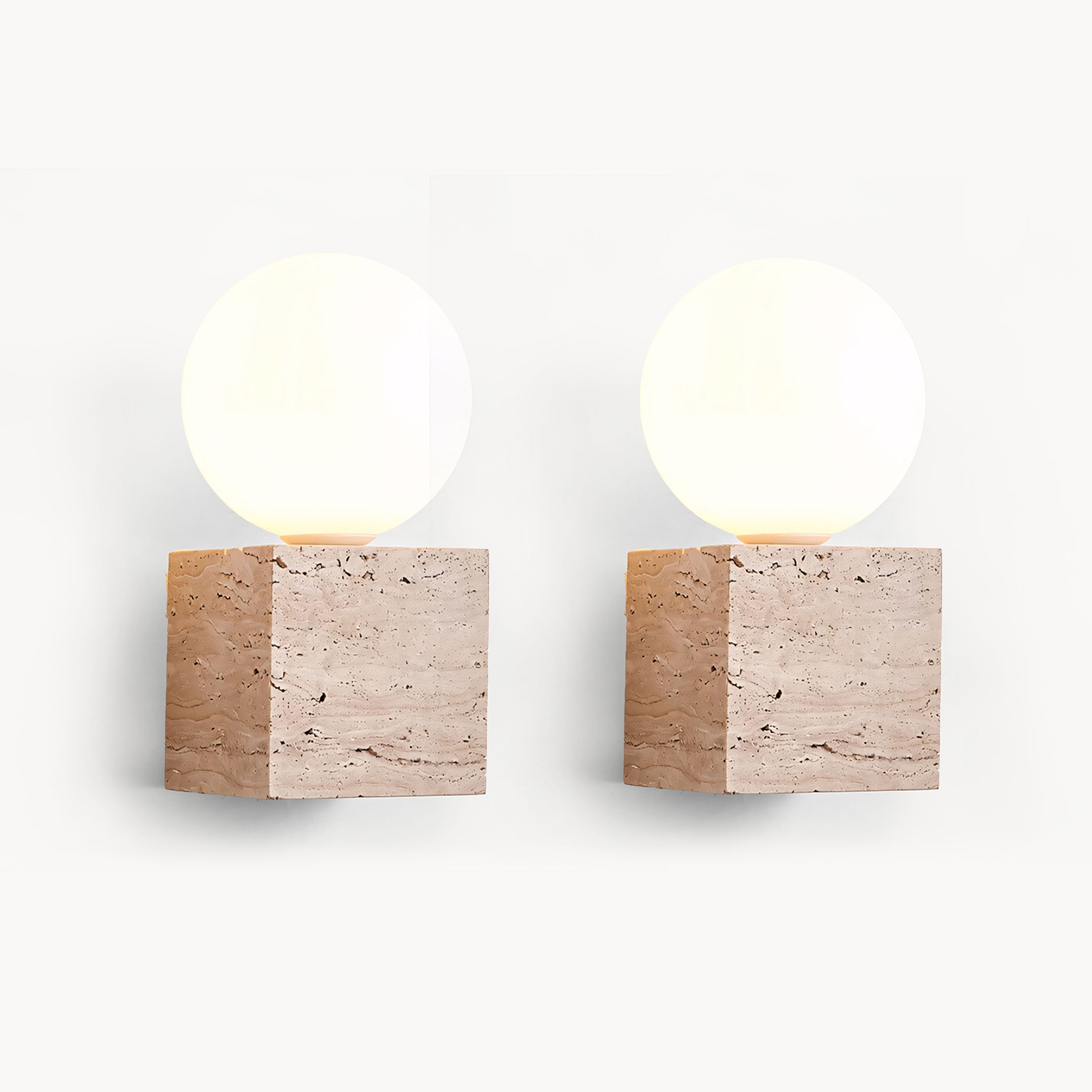 Dashin 2pcs beige travertine wall lights bedside lights
