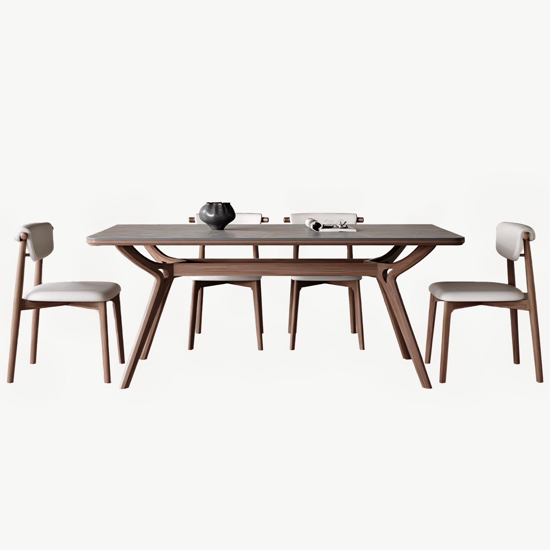 Geffa Sintered stone solid wood rectangular dining set