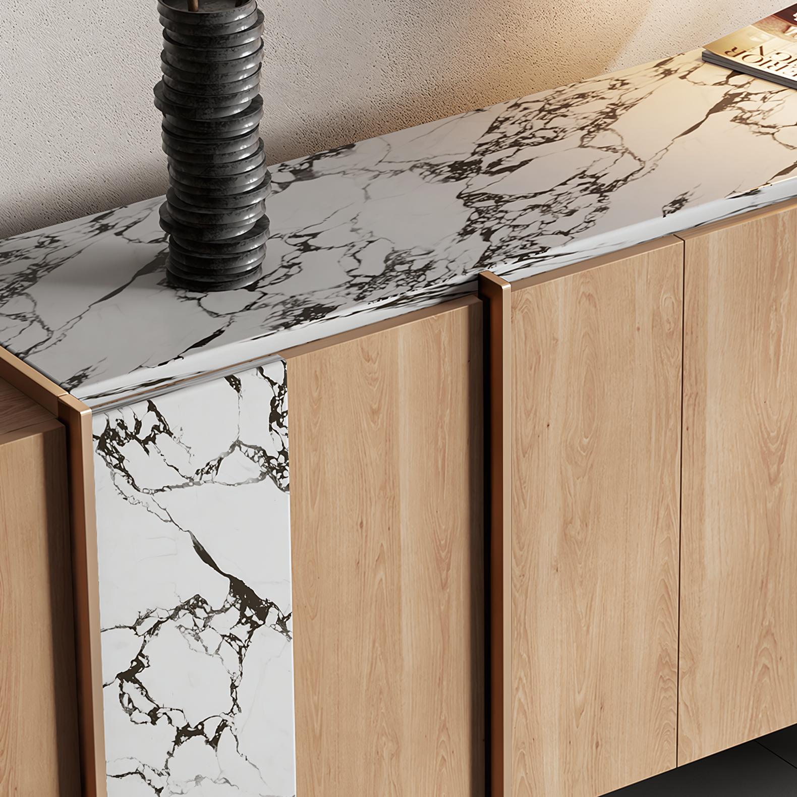 Rozeo Wooden marble sideboard