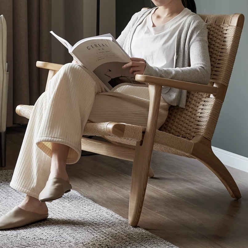 Fidel Natural rattan ash wood lounge chair