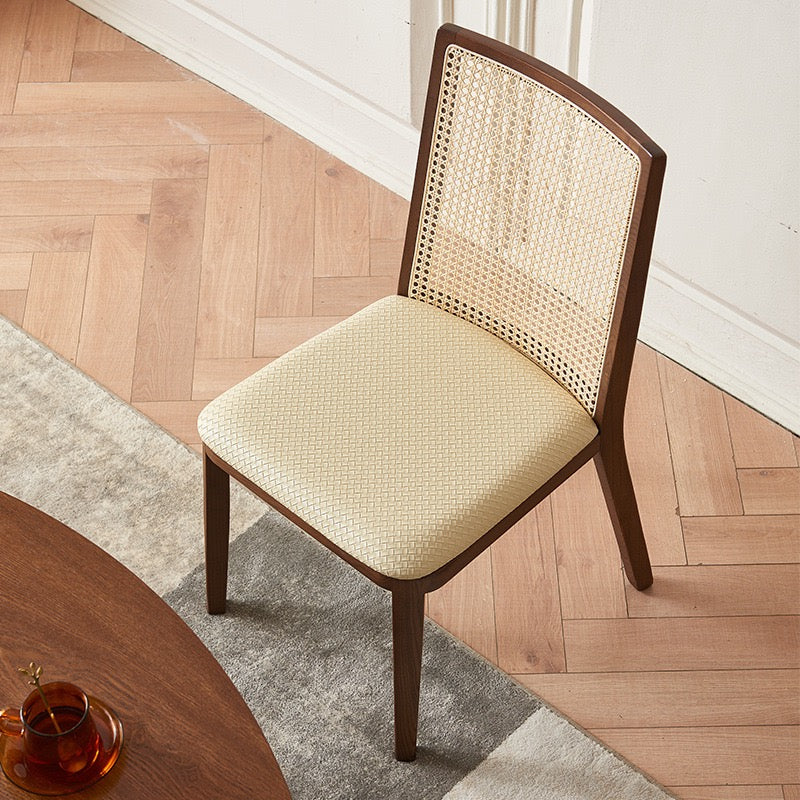 Vanitin 2pcs ash wood natural rattan dining chairs