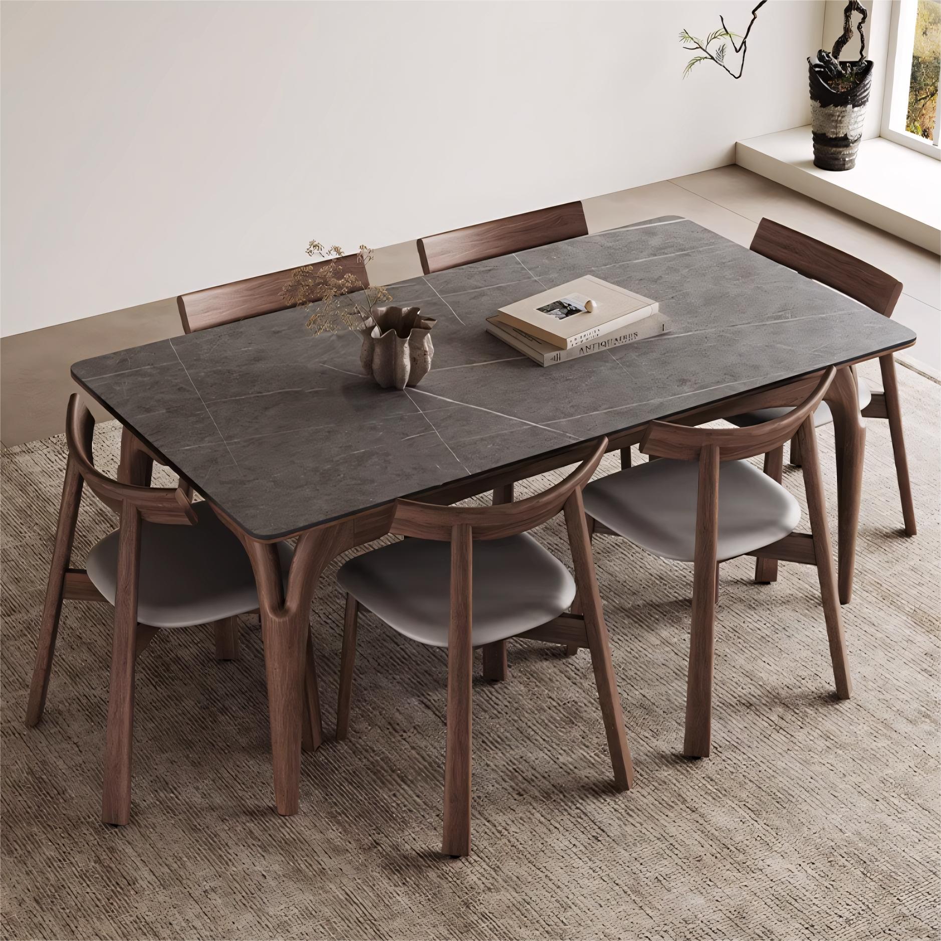 Toffa Sintered stone solid wood rectangular dining table